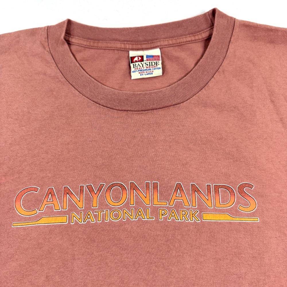 Vintage Canyonlands National Park T Shirt XXL Bayside Made in USA Terracotta 2XL